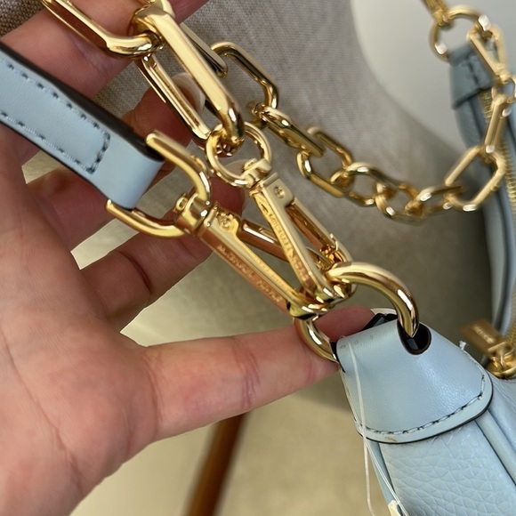 Cora Large Pebbled Leather Chain-Link Crossbody Bag - Picture 9 of 11